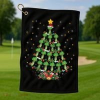Celery Vegetable Lover Xmas Santa Hat Celery Christmas Tree Gift Golf Towel thumb 1