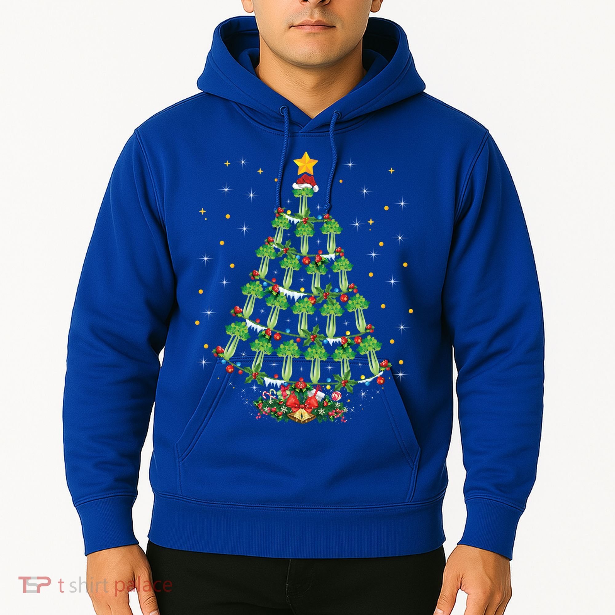 Celery Vegetable Lover Xmas Santa Hat Celery Christmas Tree Gift Hoodie