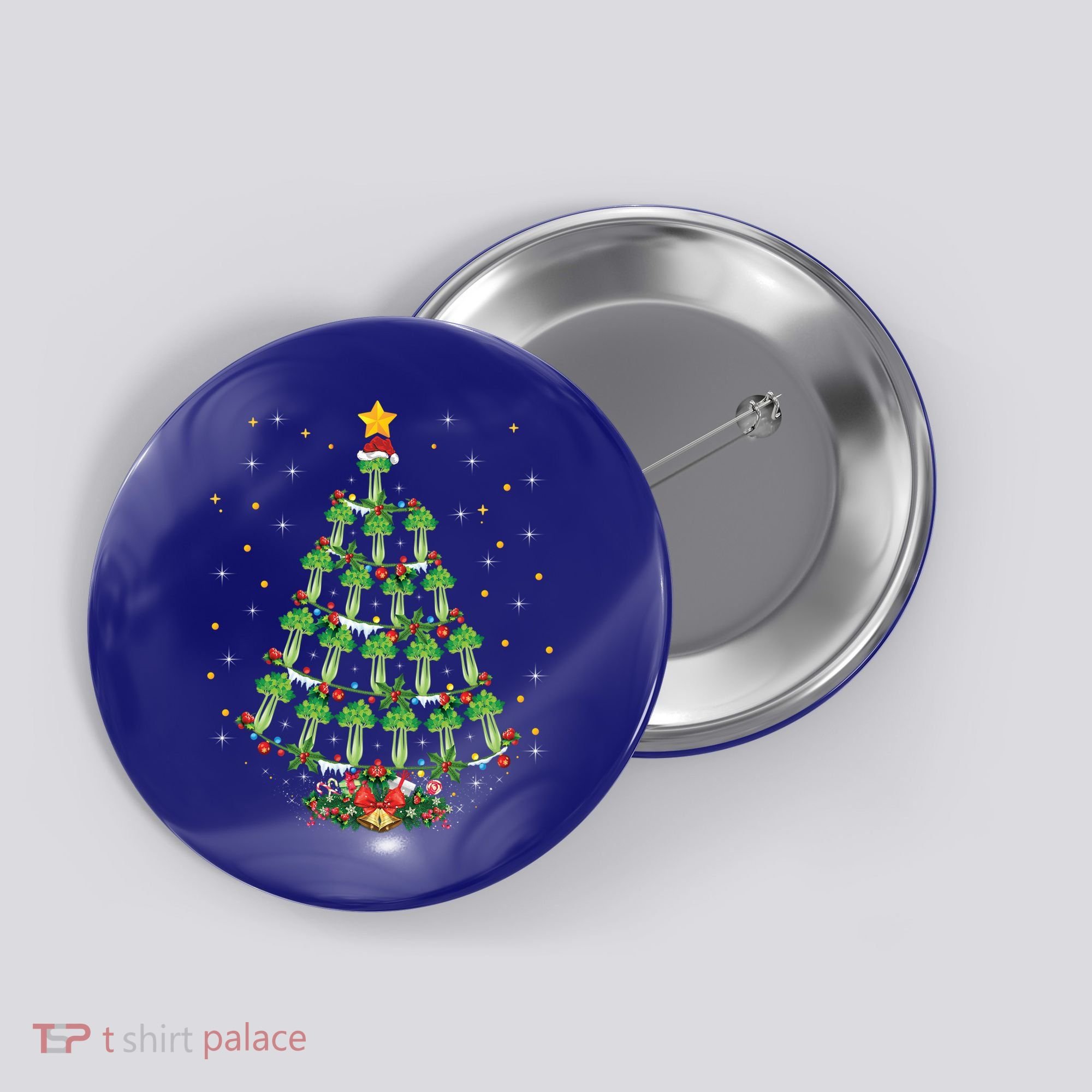 Celery Vegetable Lover Xmas Santa Hat Celery Christmas Tree Gift Button
