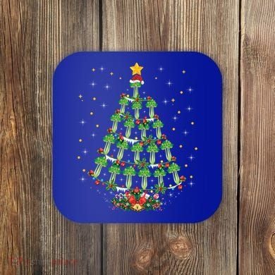 Celery Vegetable Lover Xmas Santa Hat Celery Christmas Tree Gift Coaster