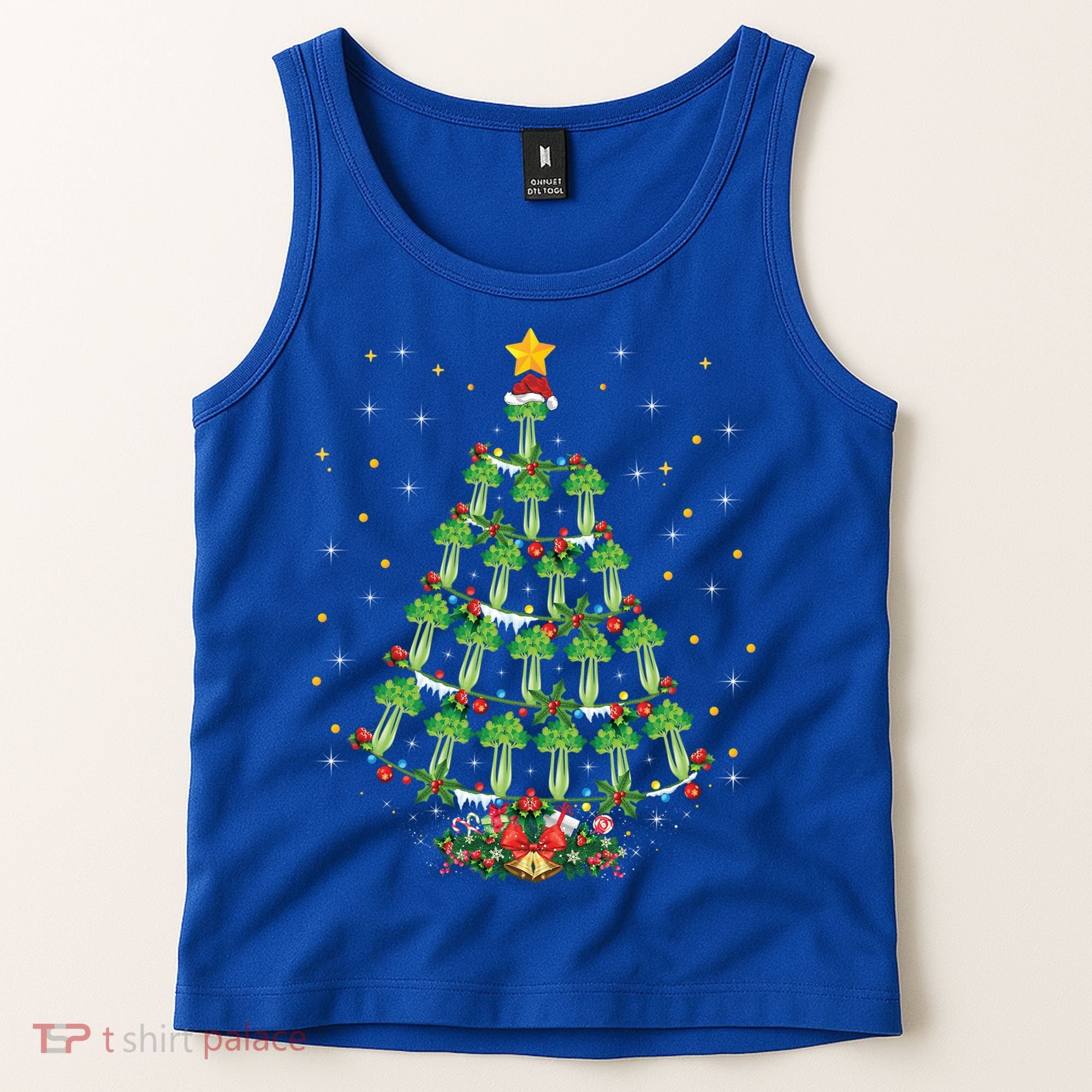 Celery Vegetable Lover Xmas Santa Hat Celery Christmas Tree Gift Tank Top