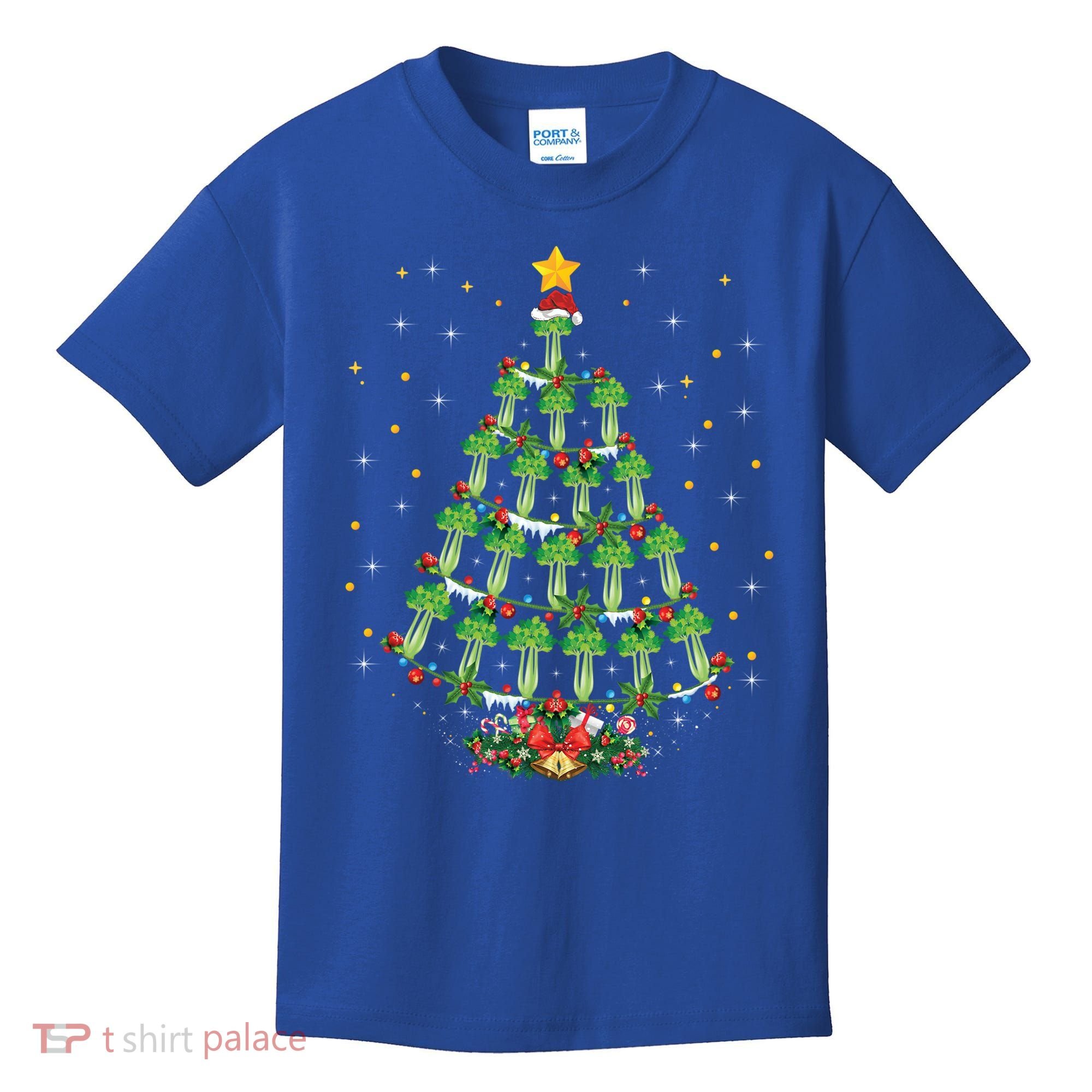 Celery Vegetable Lover Xmas Santa Hat Celery Christmas Tree Gift Kids T-Shirt