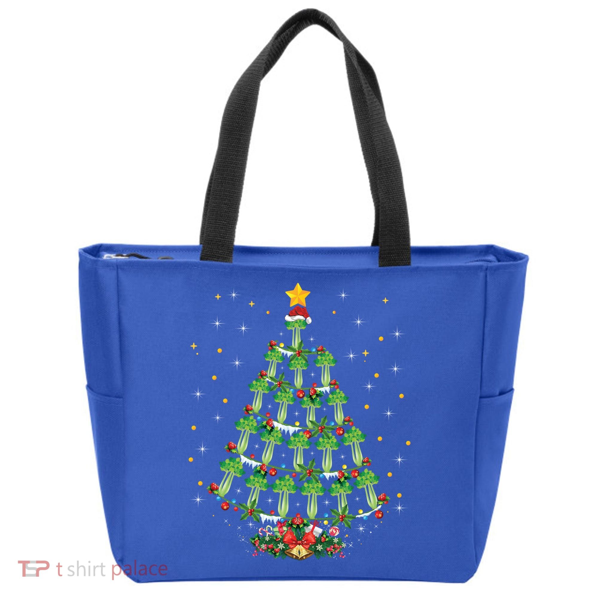 Celery Vegetable Lover Xmas Santa Hat Celery Christmas Tree Gift Tote Bag