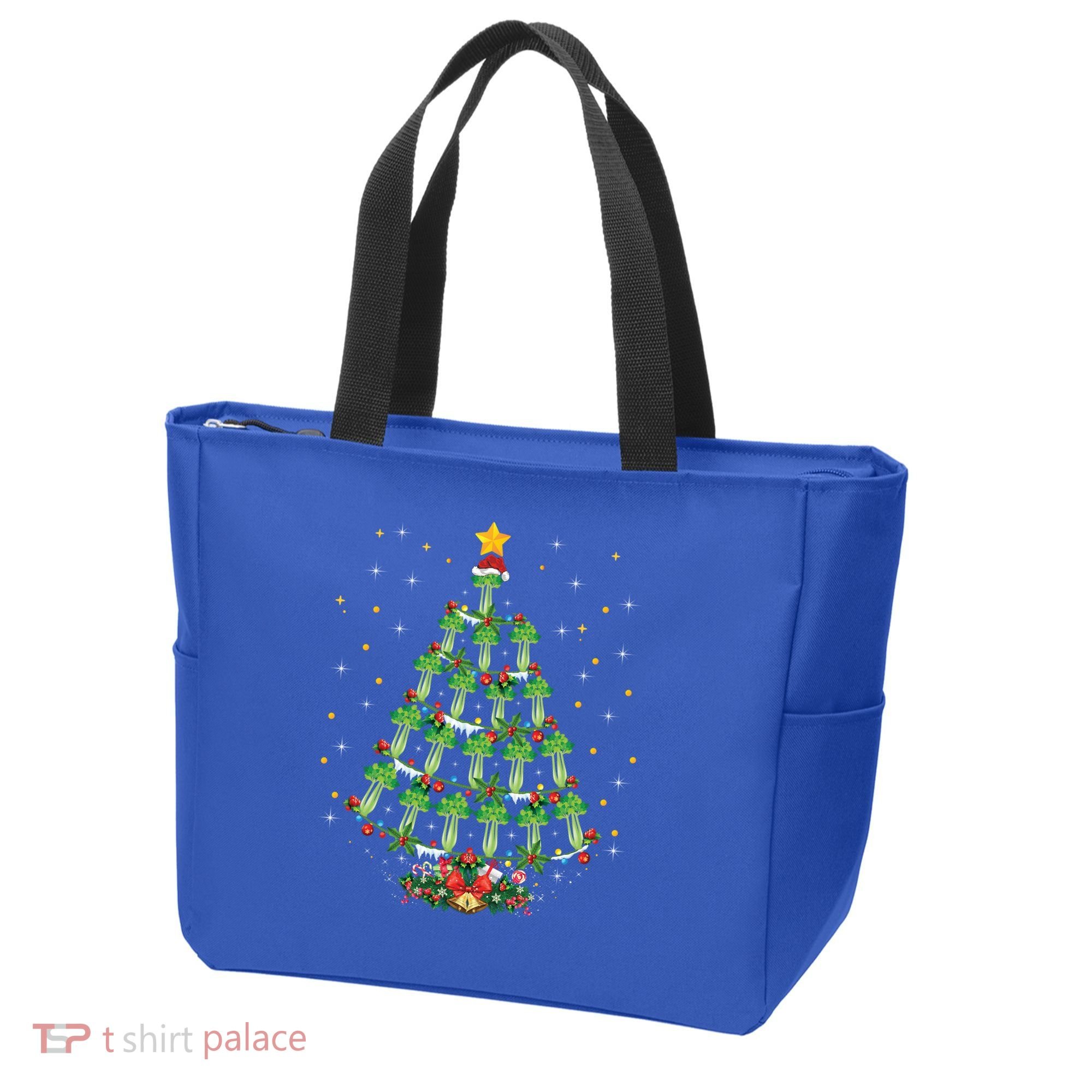 Celery Vegetable Lover Xmas Santa Hat Celery Christmas Tree Gift Tote Bag
