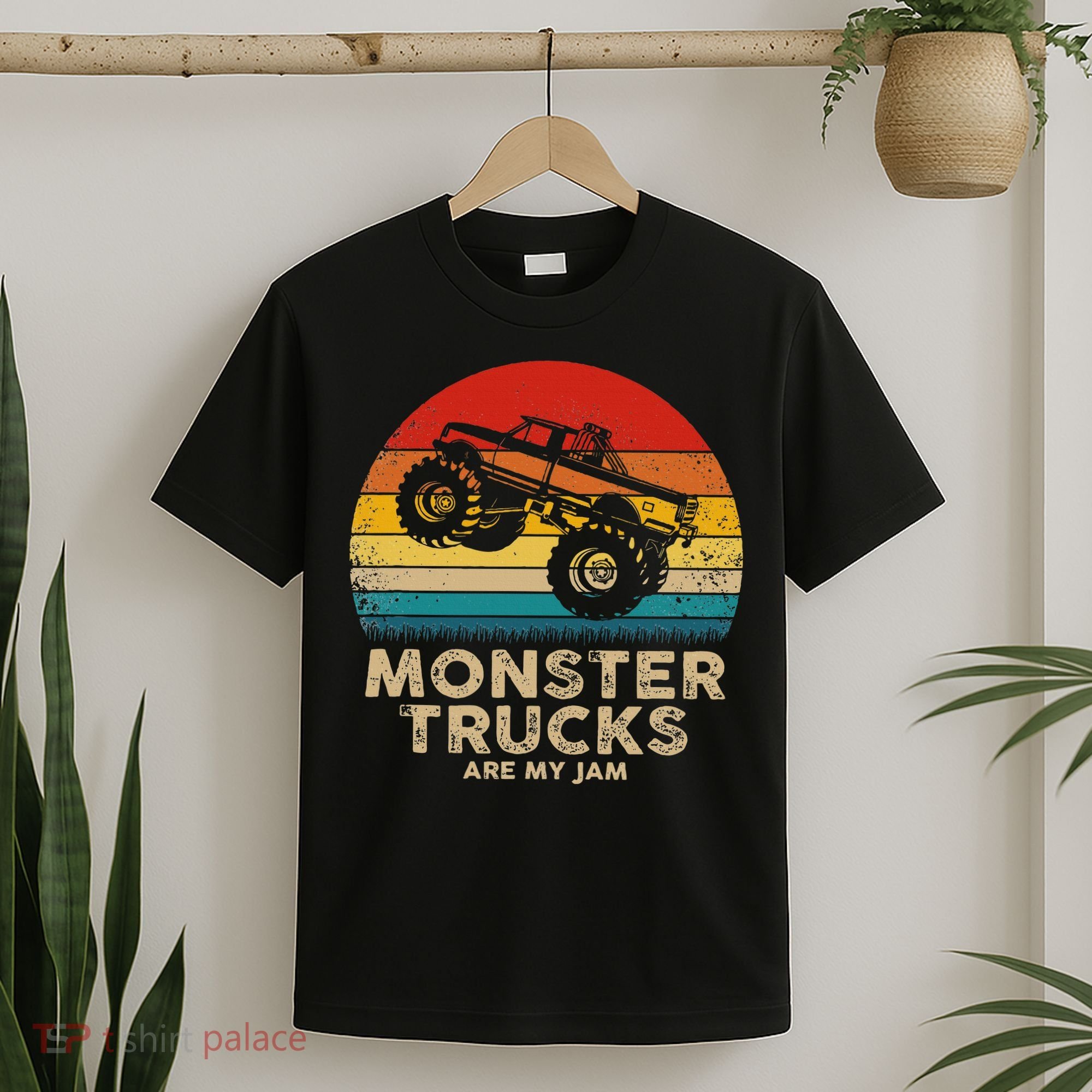 Cool Vintage Monster Truck Are My Jam Retro Sunset T-Shirt