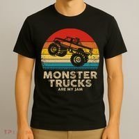 Cool Vintage Monster Truck Are My Jam Retro Sunset T-Shirt thumb 3