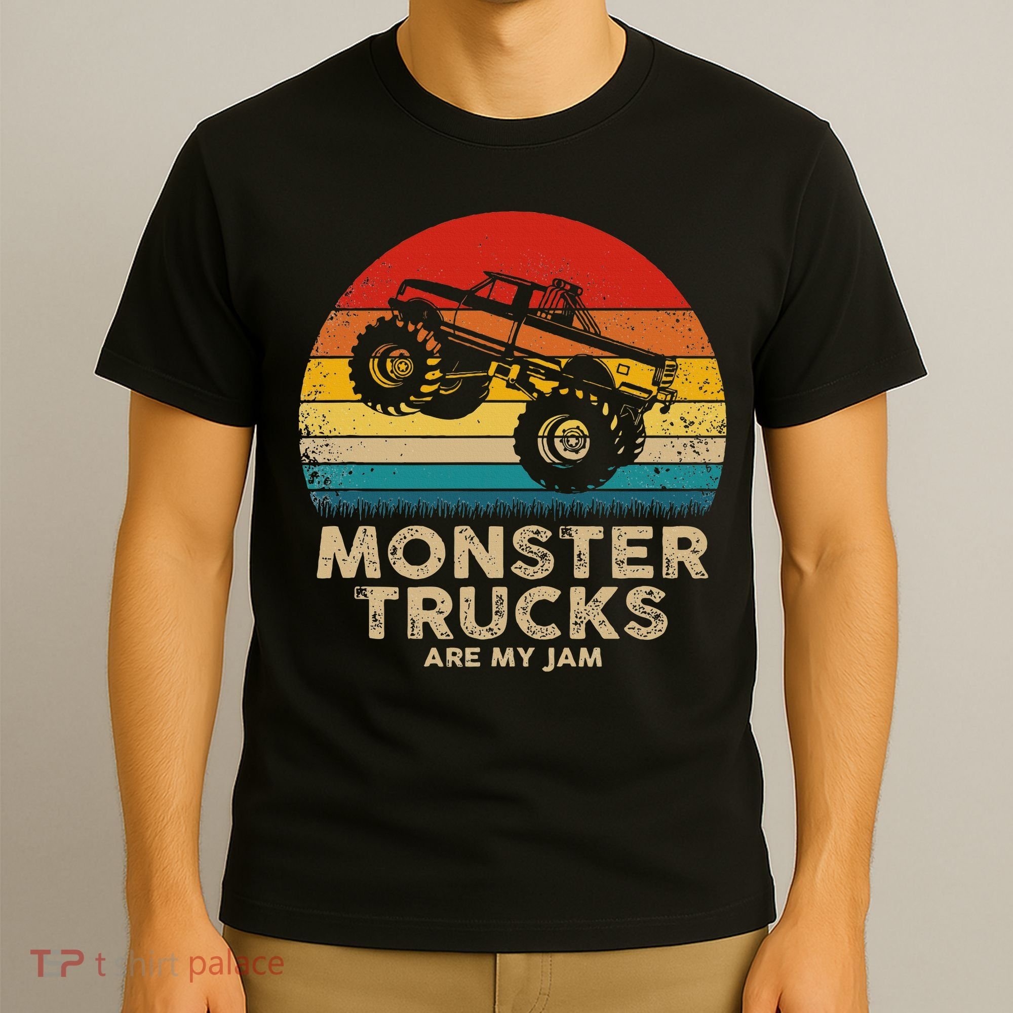 Cool Vintage Monster Truck Are My Jam Retro Sunset T-Shirt