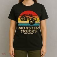 Cool Vintage Monster Truck Are My Jam Retro Sunset T-Shirt thumb 4