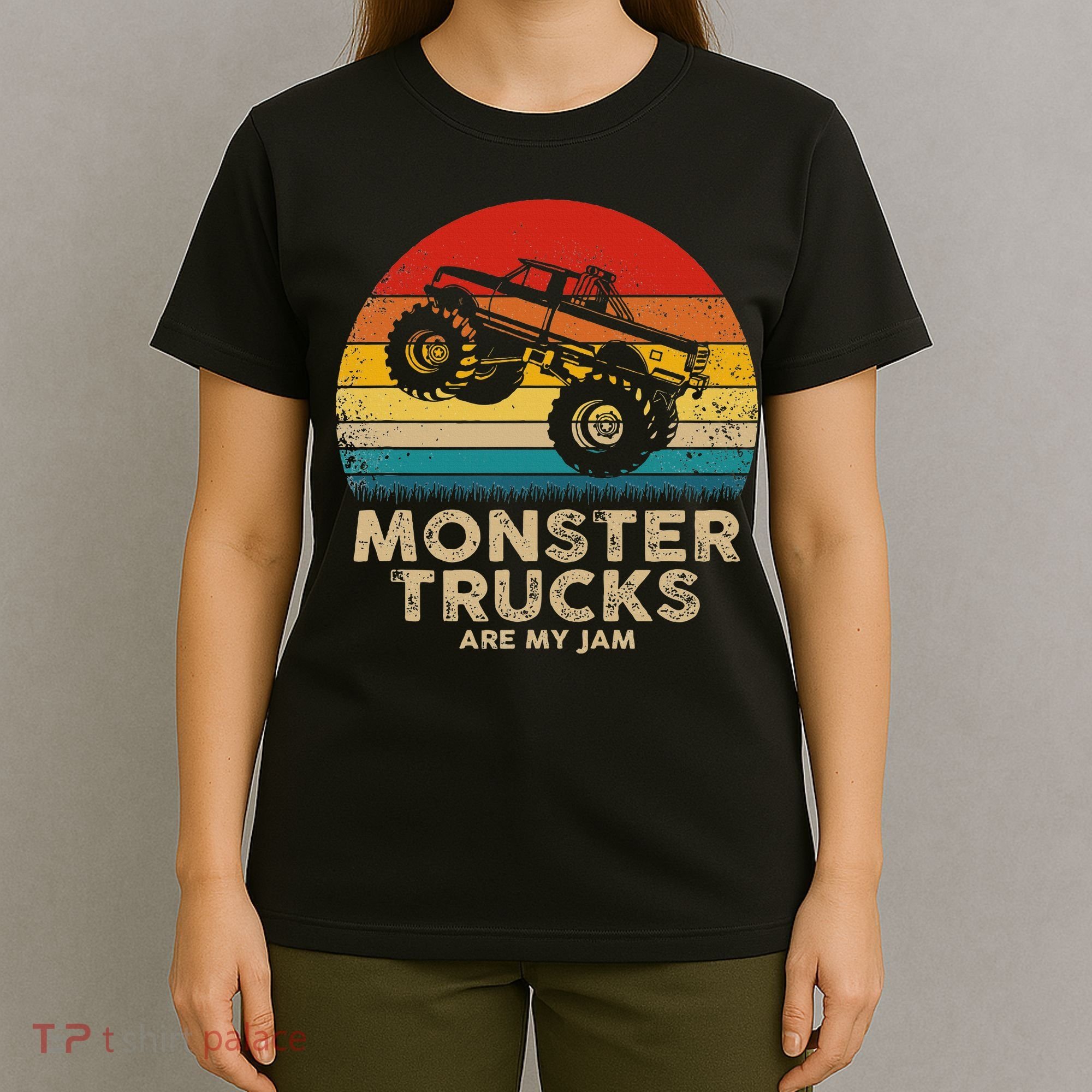 Cool Vintage Monster Truck Are My Jam Retro Sunset T-Shirt