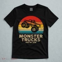 Cool Vintage Monster Truck Are My Jam Retro Sunset T-Shirt thumb 5
