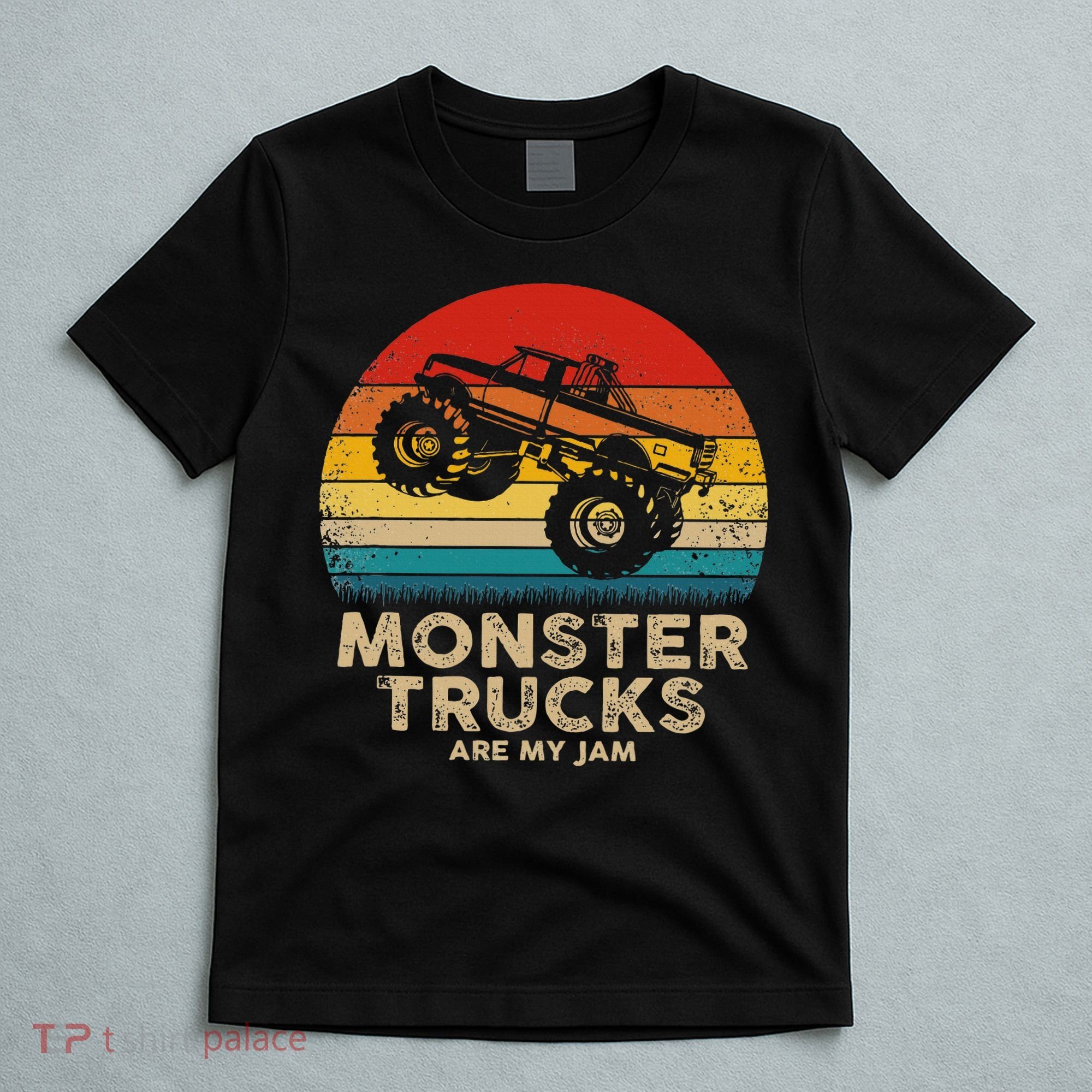Cool Vintage Monster Truck Are My Jam Retro Sunset T-Shirt