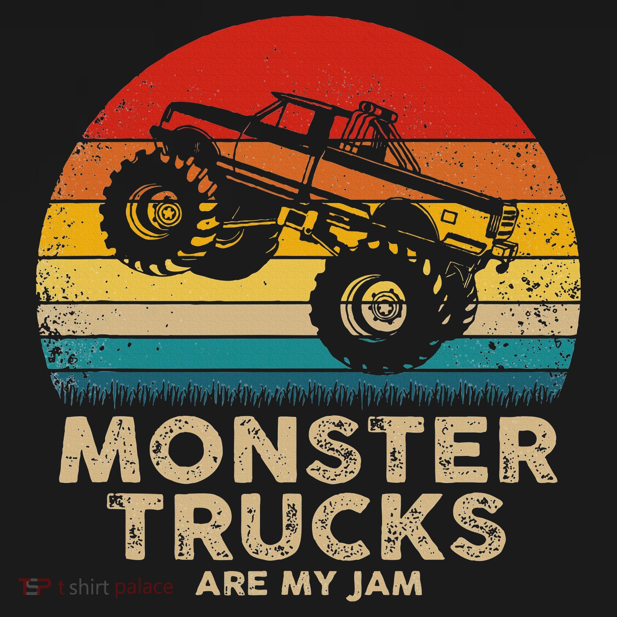 Cool Vintage Monster Truck Are My Jam Retro Sunset T-Shirt