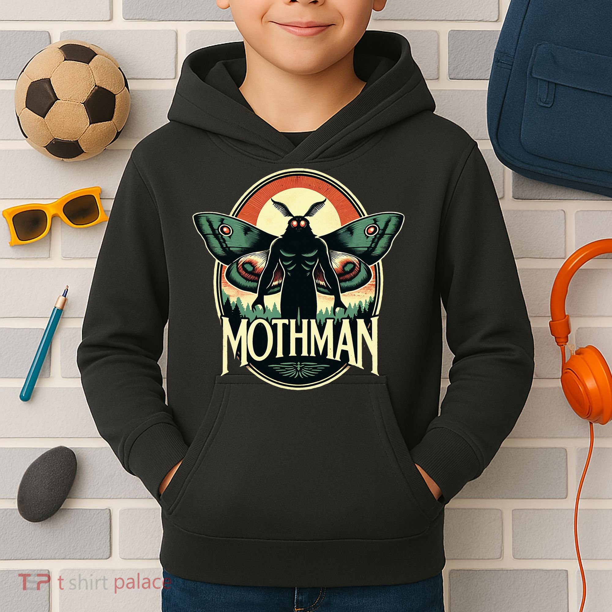 Cryptid Vintage Mothman Folklore Kids Hoodie
