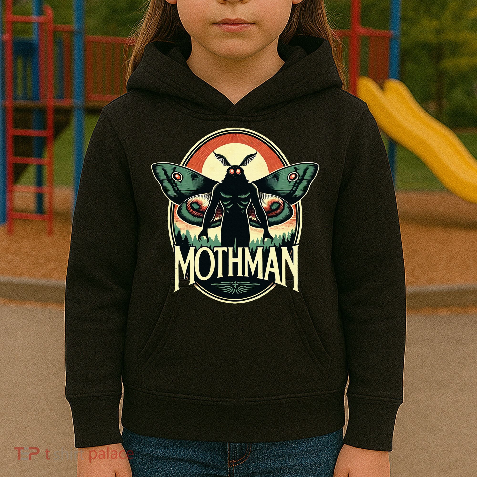 Cryptid Vintage Mothman Folklore Kids Hoodie