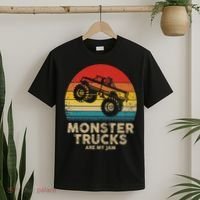 Cool Vintage Monster Truck Are My Jam Retro Sunset T-Shirt thumb 2
