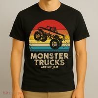Cool Vintage Monster Truck Are My Jam Retro Sunset T-Shirt thumb 3