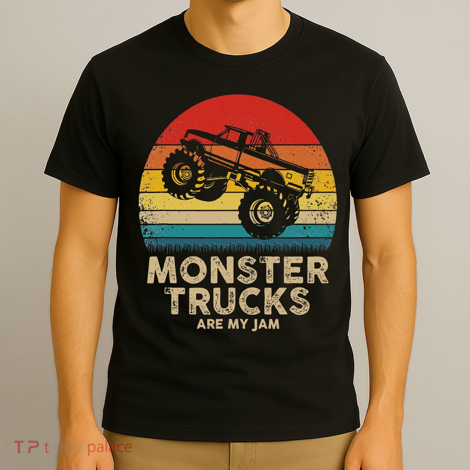 Cool Vintage Monster Truck Are My Jam Retro Sunset T-Shirt