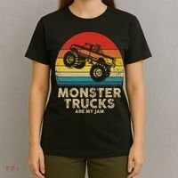 Cool Vintage Monster Truck Are My Jam Retro Sunset T-Shirt thumb 4