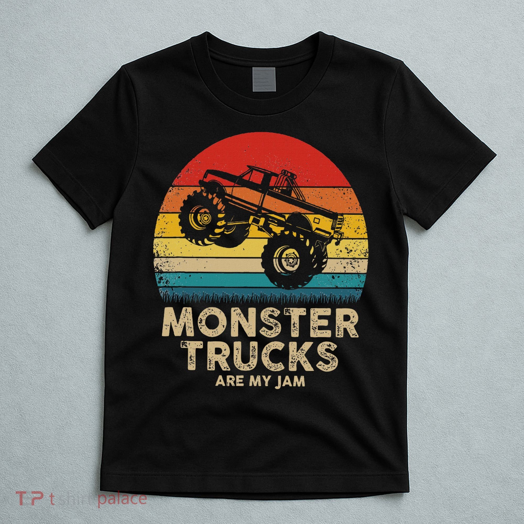 Cool Vintage Monster Truck Are My Jam Retro Sunset T-Shirt