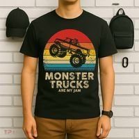Cool Vintage Monster Truck Are My Jam Retro Sunset T-Shirt thumb 6