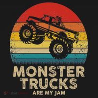 Cool Vintage Monster Truck Are My Jam Retro Sunset T-Shirt thumb 7