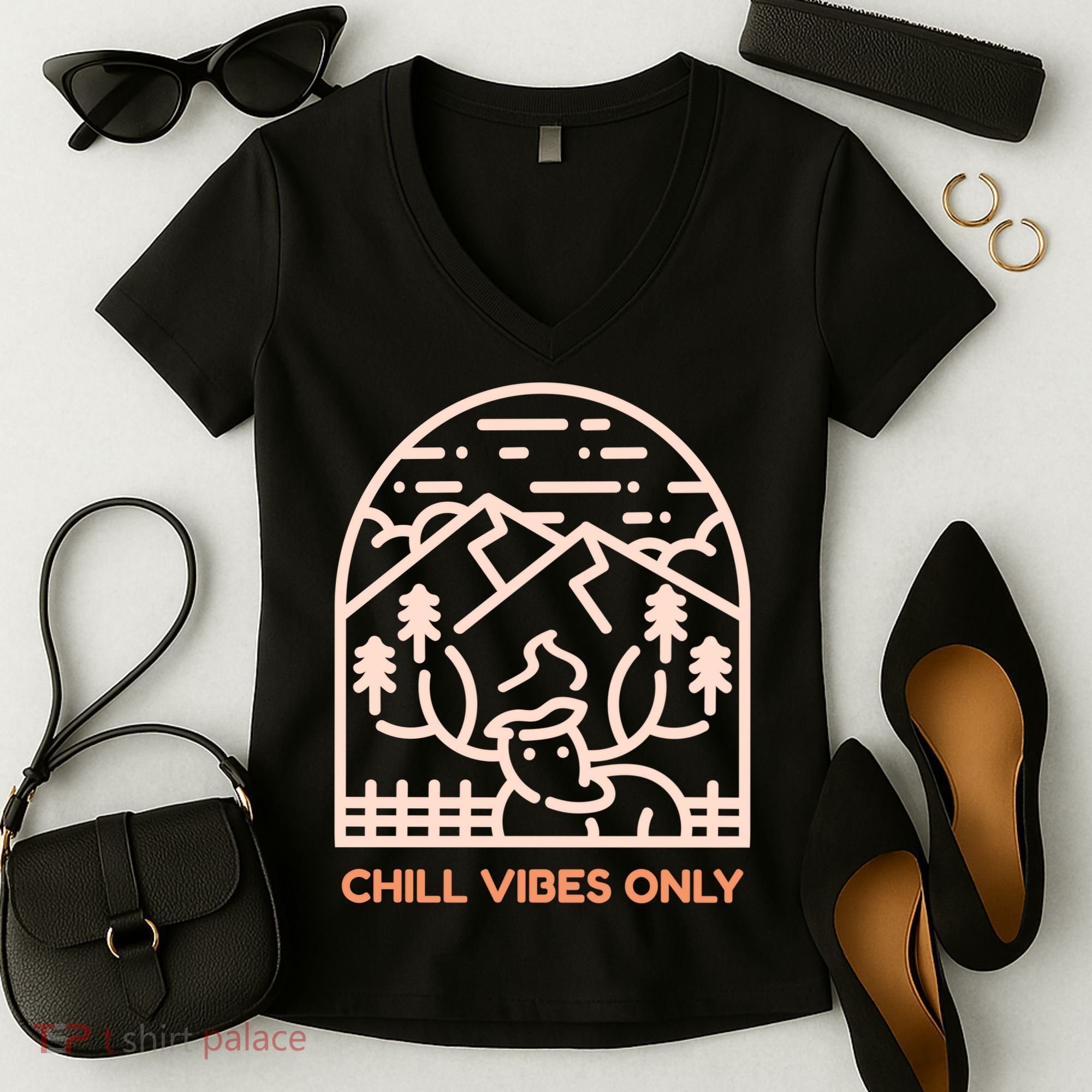 Chill Vibes Only Women's V-Neck T-Shirt