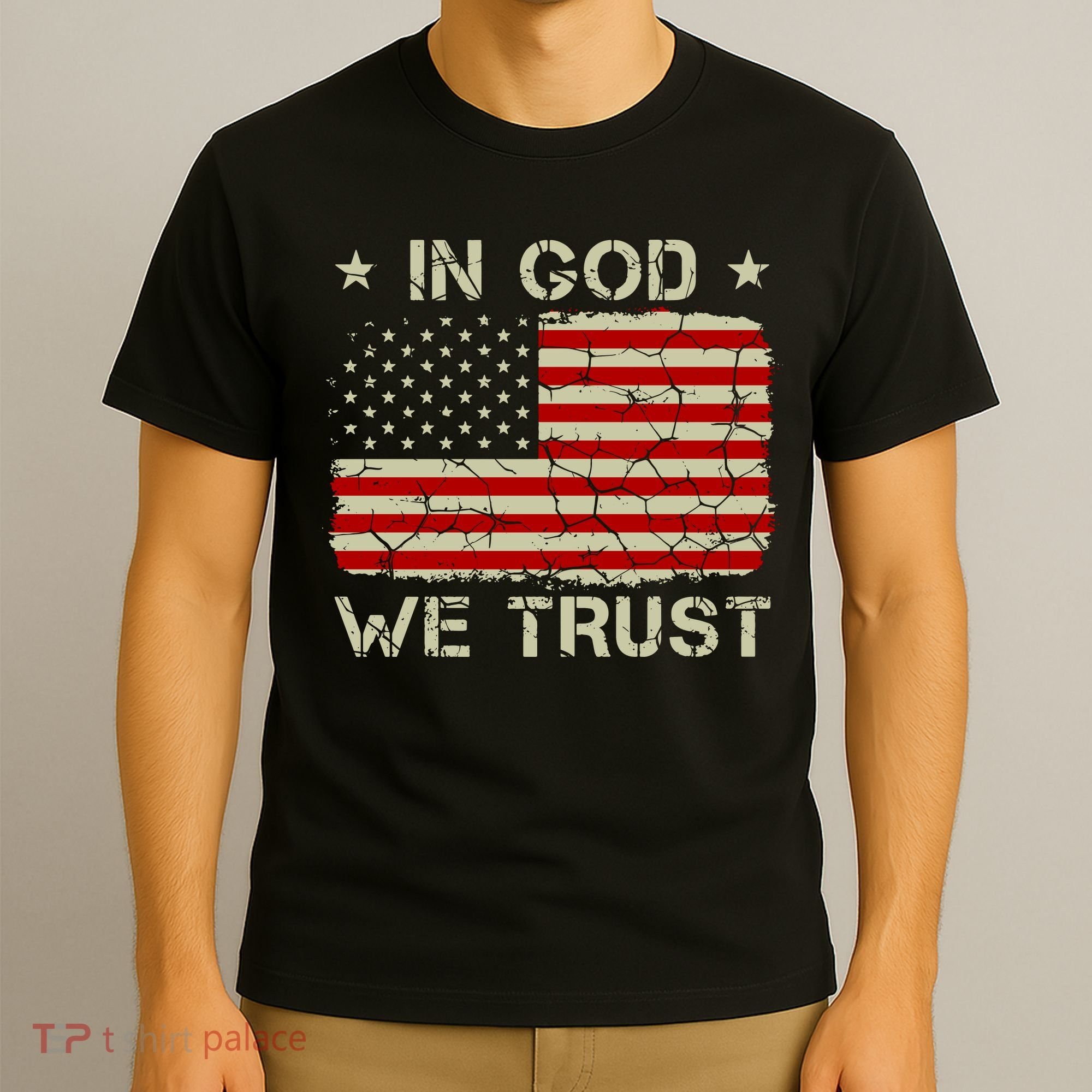 Christian Vintage Old American Flag In God We Trust T-Shirt