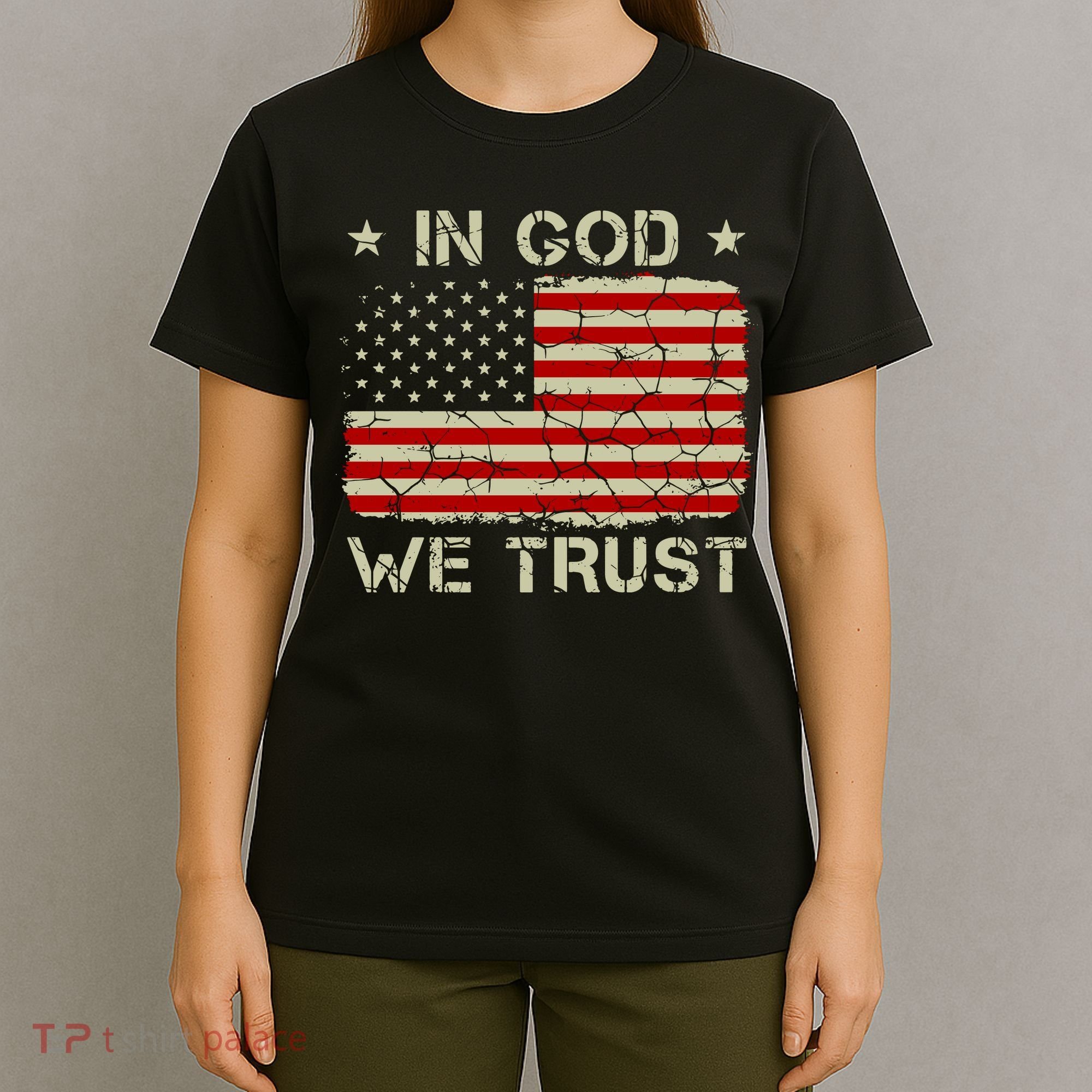 Christian Vintage Old American Flag In God We Trust T-Shirt