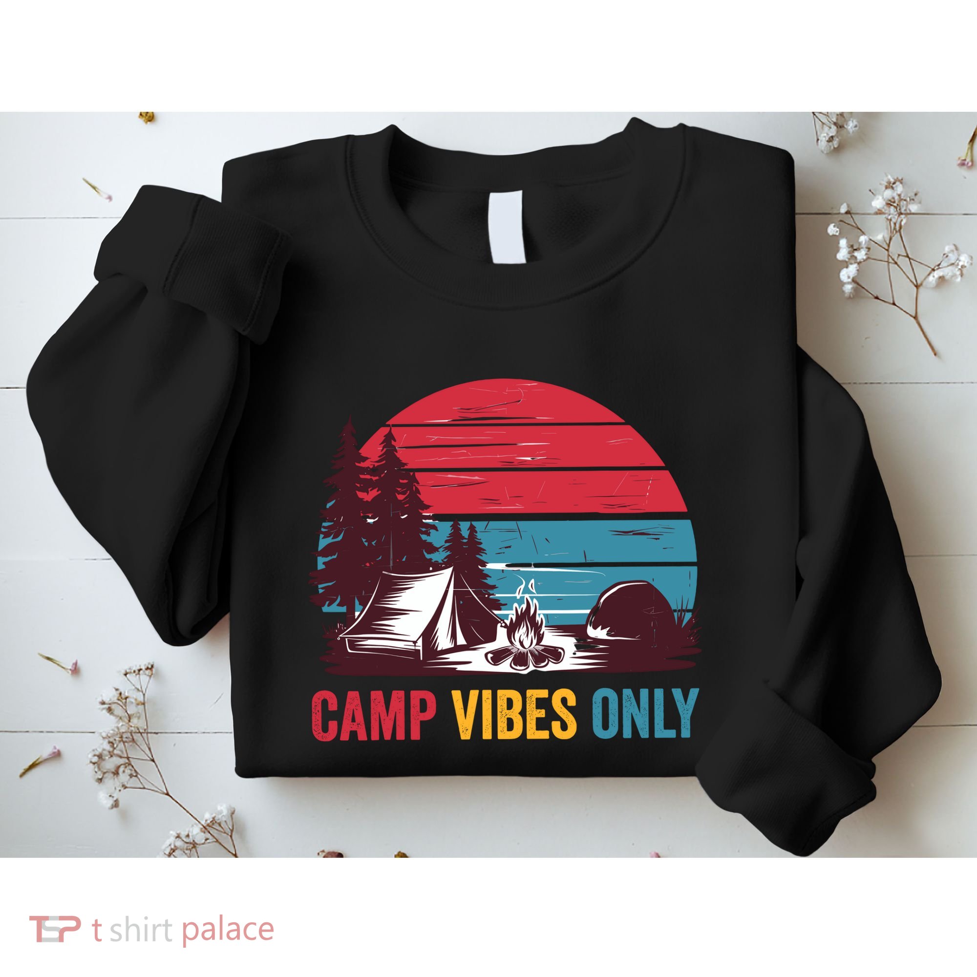 Camp Vibes Only Imust GoS Hiker Hat Hike Vist Retro 80s Sweatshirt