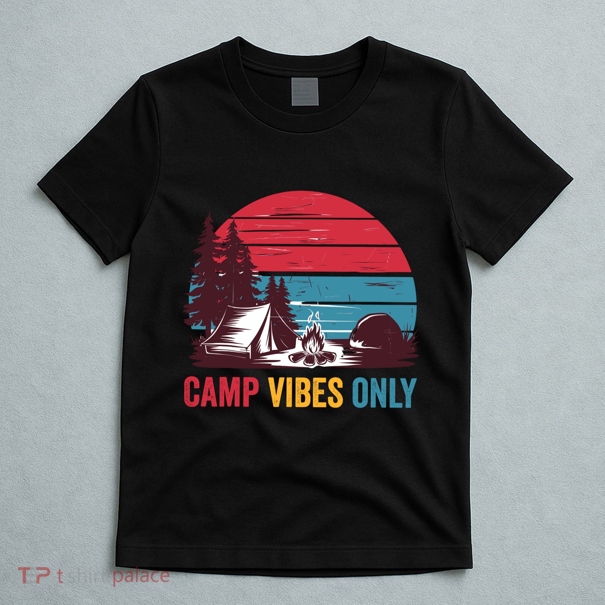 Camp Vibes Only Imust GoS Hiker Hat Hike Vist Retro 80s T-Shirt