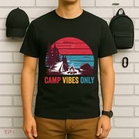 Camp Vibes Only Imust GoS Hiker Hat Hike Vist Retro 80s T-Shirt thumb 6