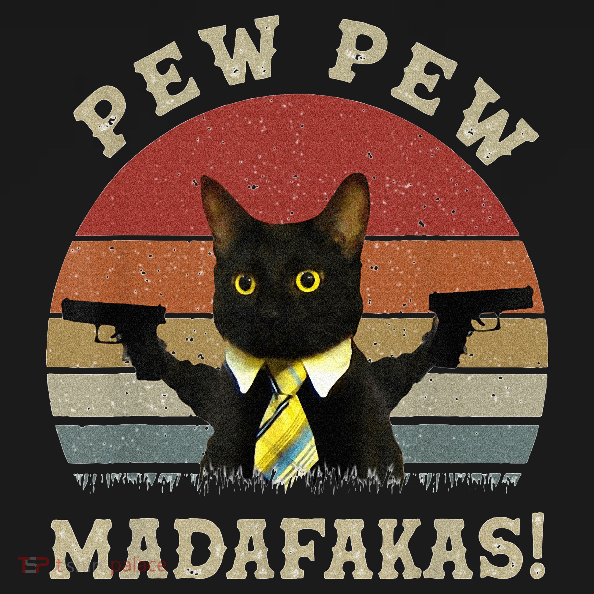Cat Vintage PewPewPew Madafakas Cat Crazy Pew Vintage T-Shirt