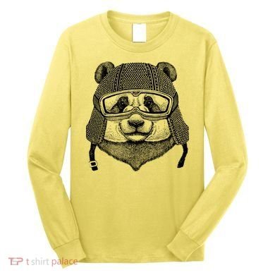 Cool Vintage Panda Aviator Pilot Long Sleeve Shirt