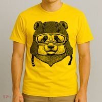 Cool Vintage Panda Aviator Pilot T-Shirt thumb 3