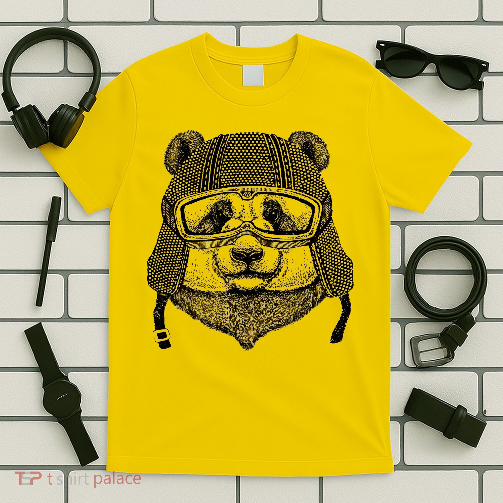 Cool Vintage Panda Aviator Pilot T-Shirt