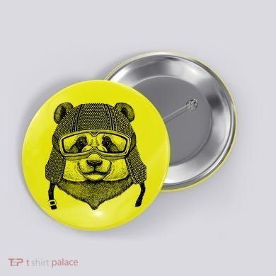 Cool Vintage Panda Aviator Pilot Button