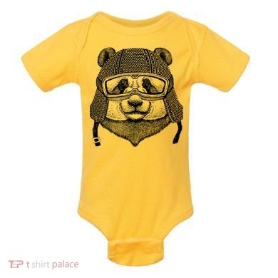 Cool Vintage Panda Aviator Pilot Baby Bodysuit