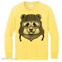 Cool Vintage Panda Aviator Pilot Kids Long Sleeve Shirt thumb 0