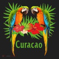 Curacao Vacation Parrots Tropical Flowers Green Palm Beaches Women's Sweatshirt thumb 2