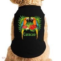 Curacao Vacation Parrots Tropical Flowers Green Palm Beaches Doggie Tank thumb 0