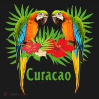 Curacao Vacation Parrots Tropical Flowers Green Palm Beaches Sweatshirt thumb 3