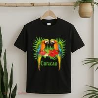 Curacao Vacation Parrots Tropical Flowers Green Palm Beaches T-Shirt thumb 2