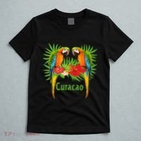 Curacao Vacation Parrots Tropical Flowers Green Palm Beaches T-Shirt thumb 5