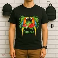 Curacao Vacation Parrots Tropical Flowers Green Palm Beaches T-Shirt thumb 6