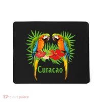 Curacao Vacation Parrots Tropical Flowers Green Palm Beaches Mousepad thumb 0