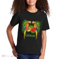 Curacao Vacation Parrots Tropical Flowers Green Palm Beaches Kids T-Shirt thumb 2