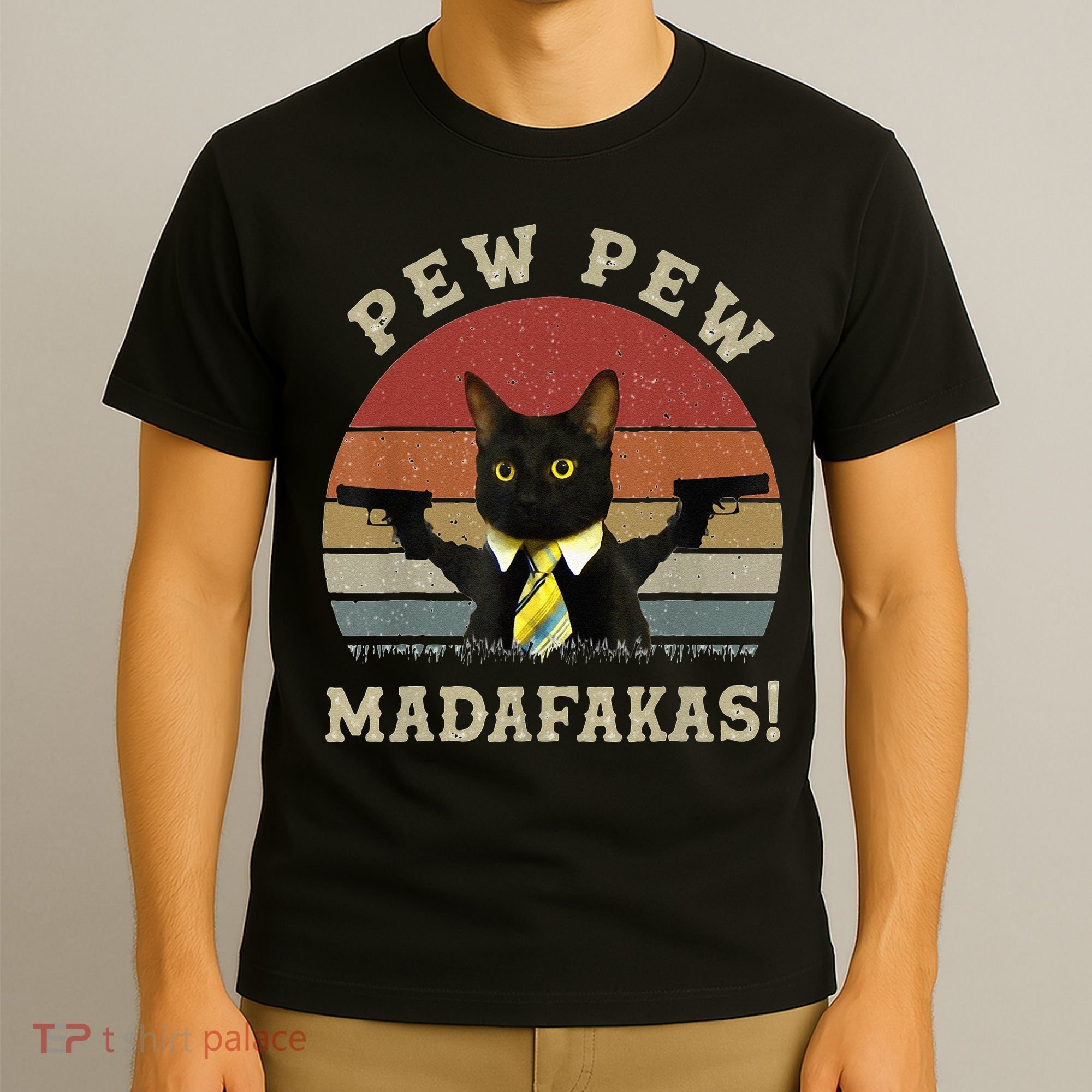 Cat Vintage PewPewPew Madafakas Cat Crazy Pew Vintage T-Shirt