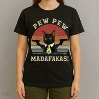 Cat Vintage PewPewPew Madafakas Cat Crazy Pew Vintage T-Shirt thumb 4