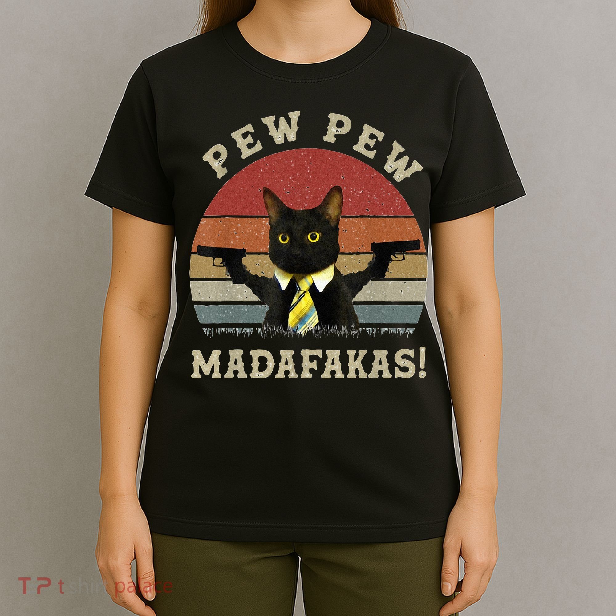 Cat Vintage PewPewPew Madafakas Cat Crazy Pew Vintage T-Shirt