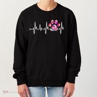 Cute Veterinarian Rainbow Paw Print Heartbeat Vet Tech Gift Women's Sweatshirt thumb 0